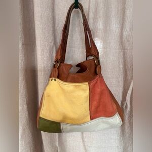 Colorful Patchwork Leather Hobo Bag